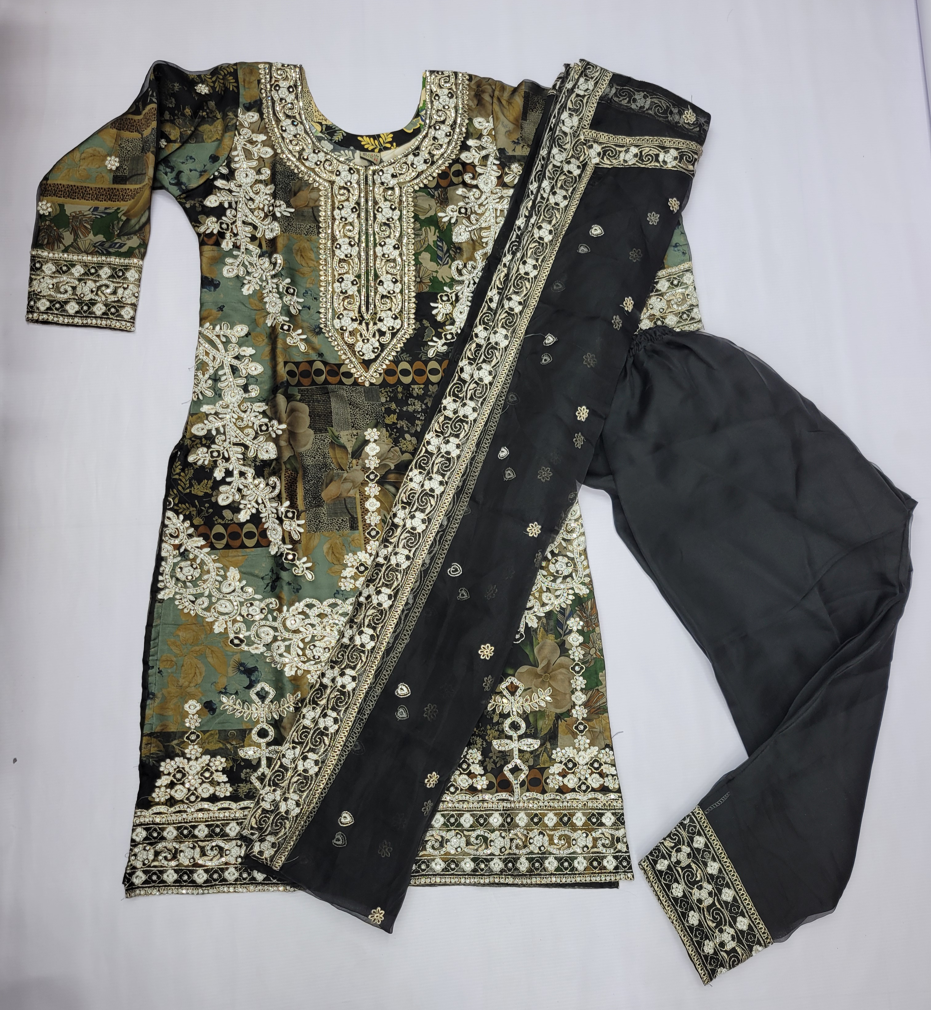 Party Ware organza Three Piece Shada Bahar